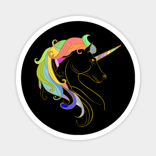 Golden Rainbow Unicorn Magnet